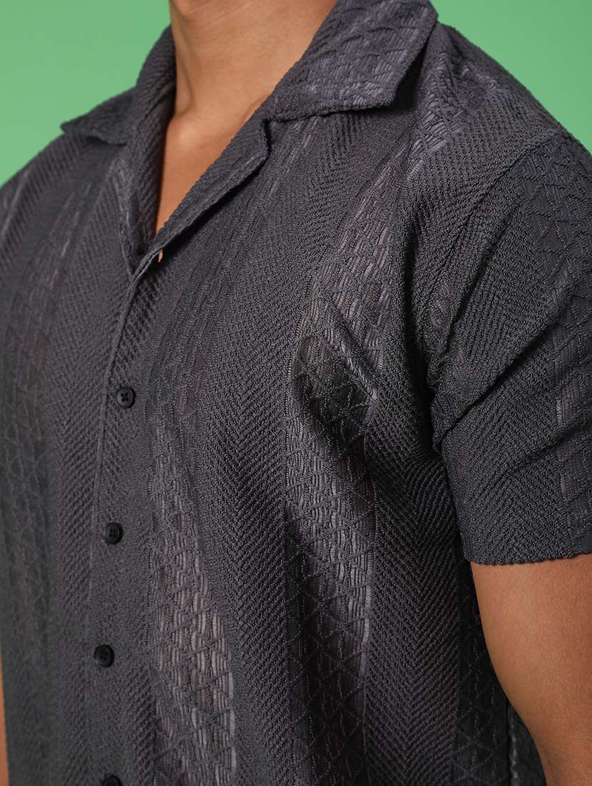 men self design short sleeve regular fit casual shirt - 22054310 -  Standard Image - 5