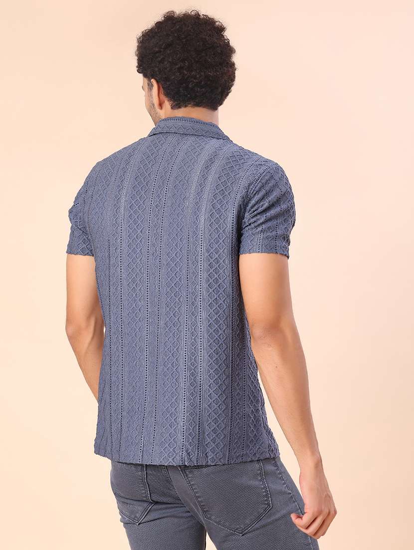 men self design short sleeve regular fit casual shirt - 22054318 -  Standard Image - 3