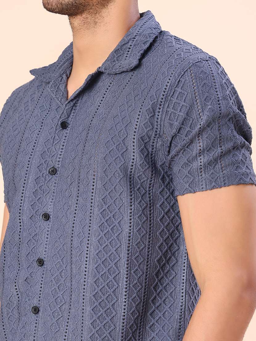 men self design short sleeve regular fit casual shirt - 22054318 -  Standard Image - 5