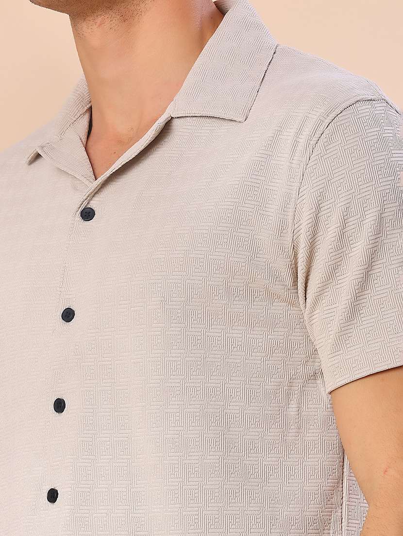 men self design short sleeve regular fit casual shirt - 22054384 -  Standard Image - 5