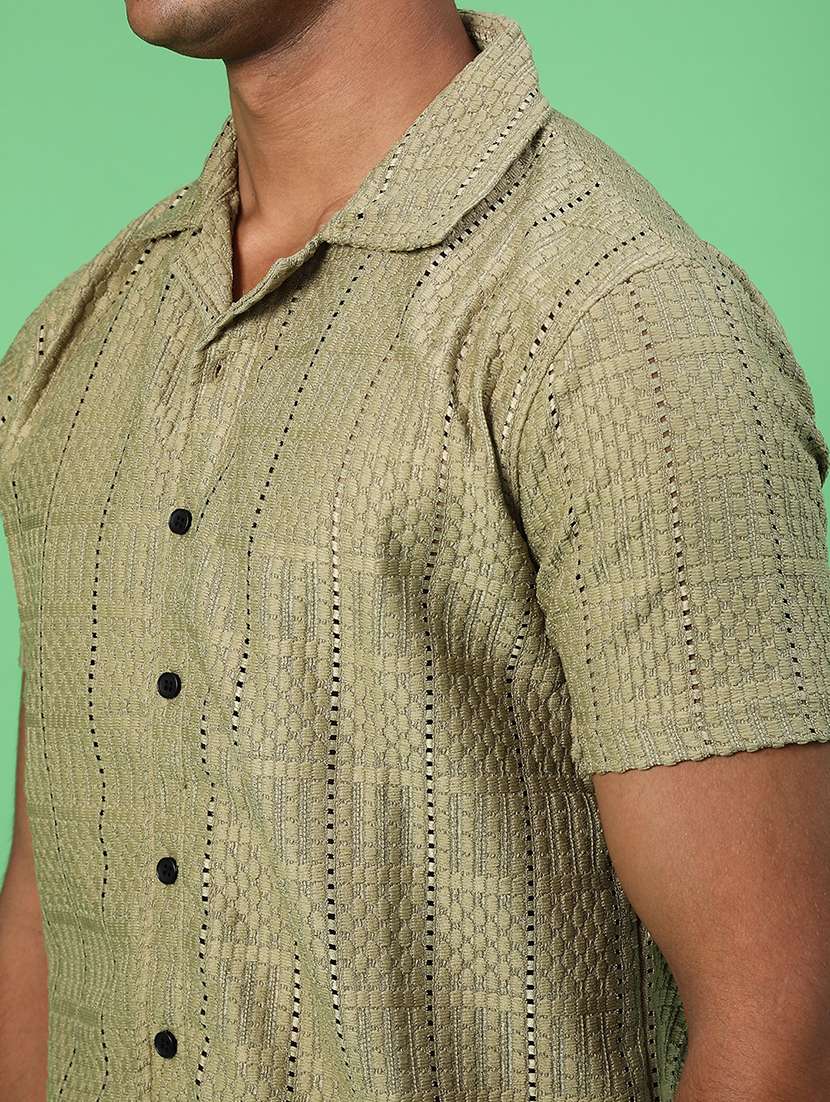 men self design short sleeve regular fit casual shirt - 22054395 -  Standard Image - 5