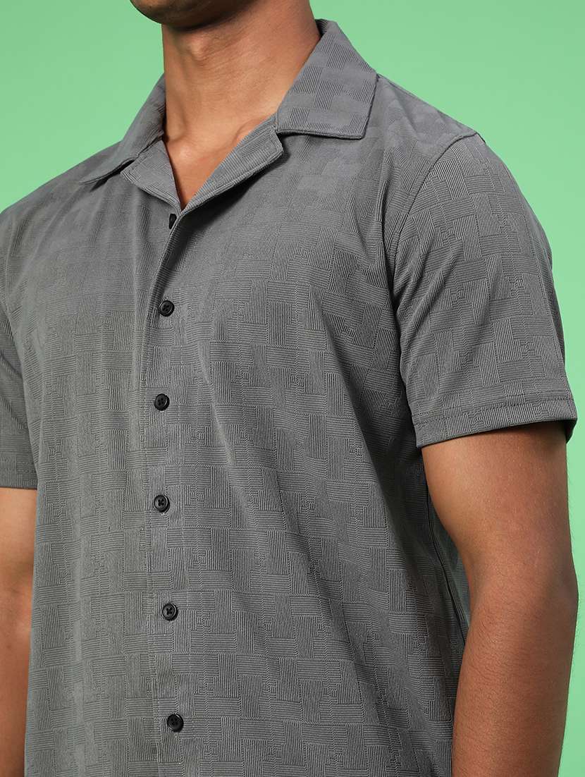 men self design short sleeve regular fit casual shirt - 22054403 -  Standard Image - 5