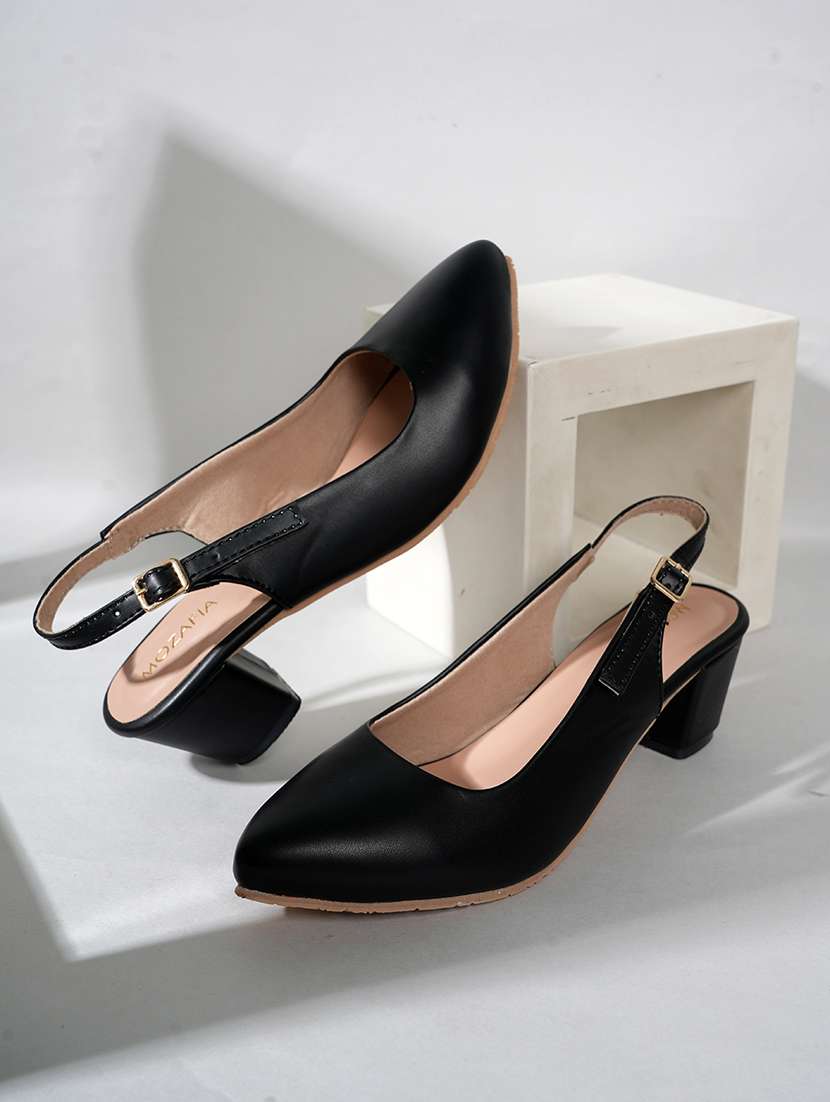 women solid back strap block heel