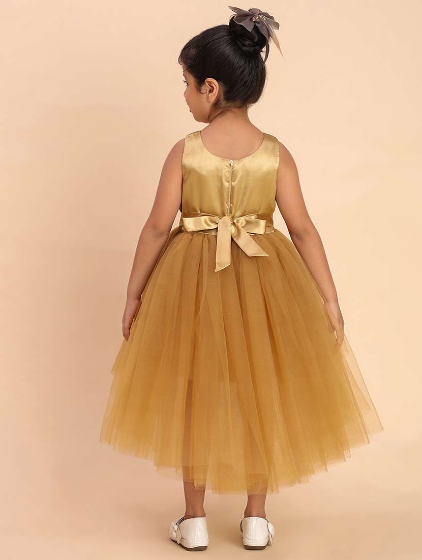 girls self designed round neck sleeveless high low dress - 22054929 - Standard Image - 3
