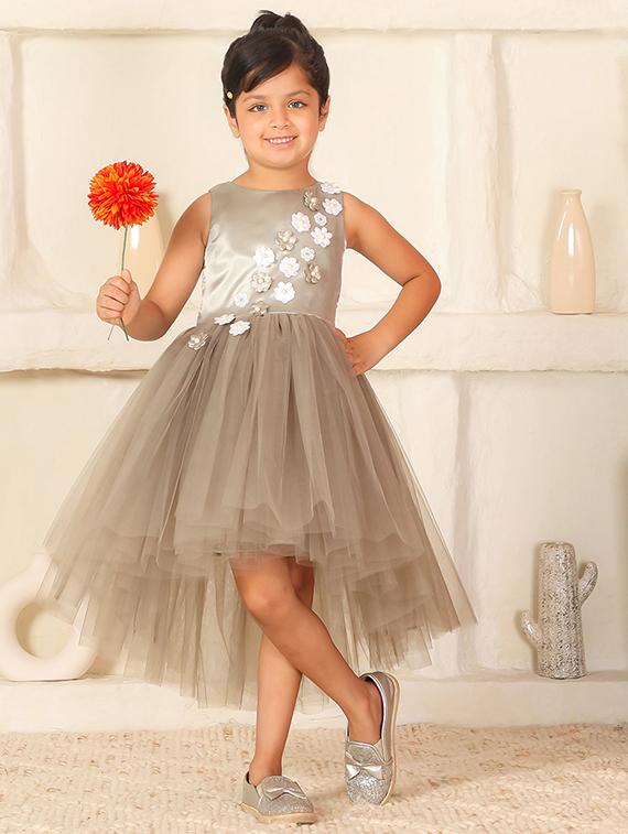 girls embellished sleeveless high low dress