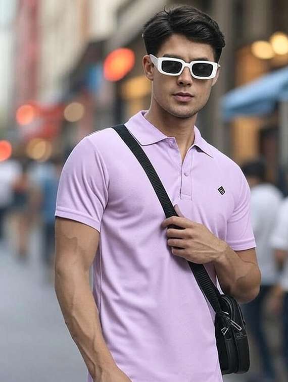 men solid short sleeve regular fit polo t-shirt