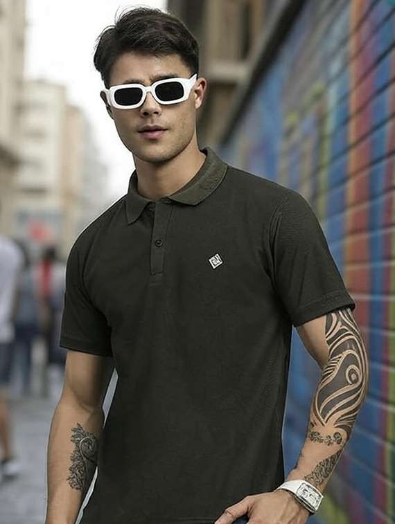 men solid short sleeve regular fit polo t-shirt