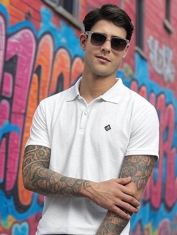 men solid short sleeve regular fit polo t-shirt