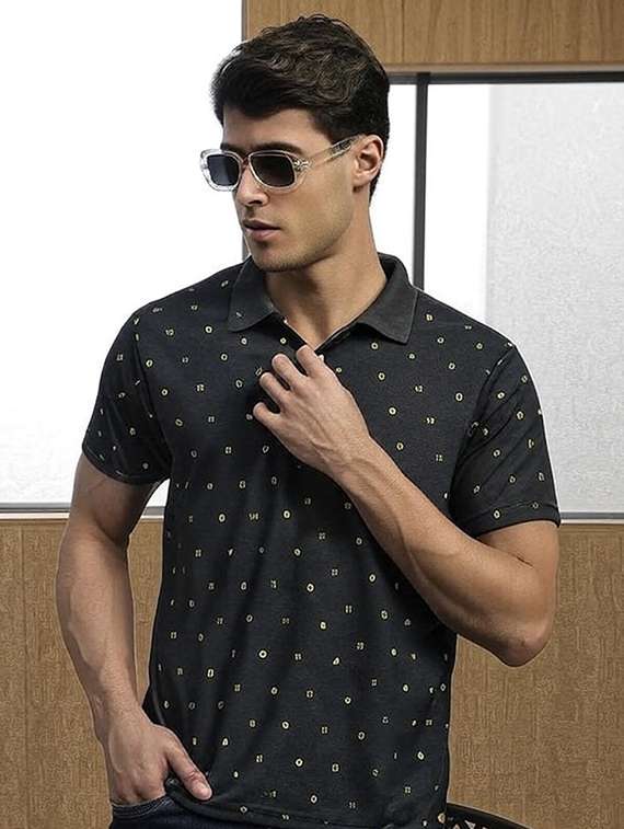 green cotton blend all over print tshirt