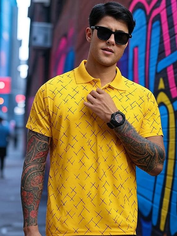 men printed short sleeve regular fit polo t-shirt - 22055010 - Zoom Image - 0