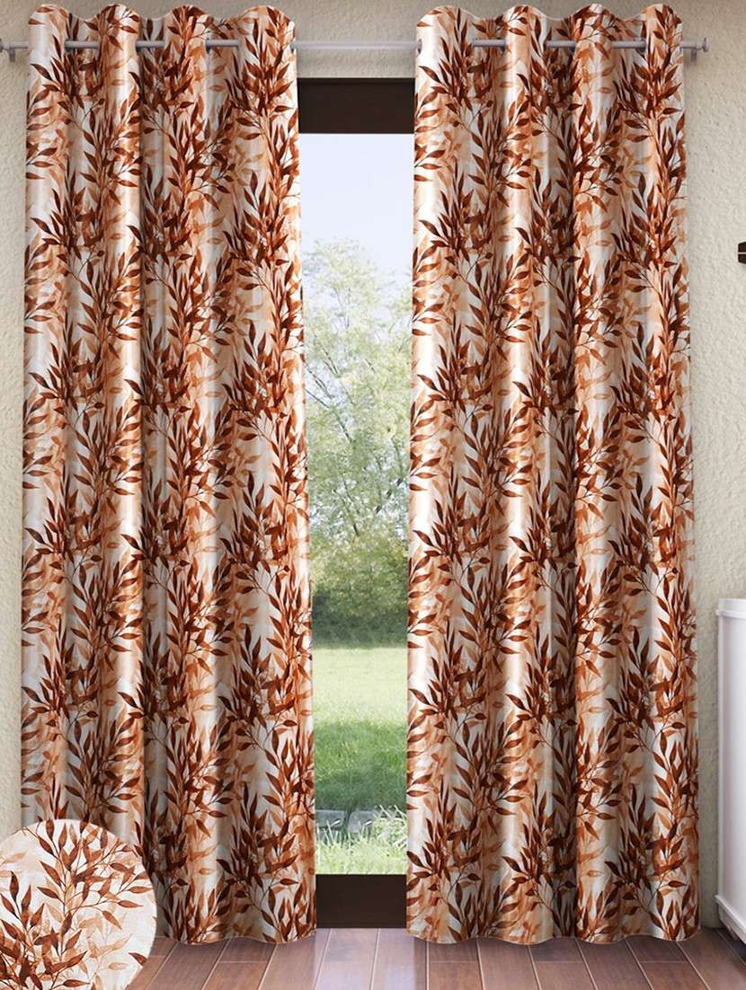 pack of 2 floral printed 7 feet door curtains