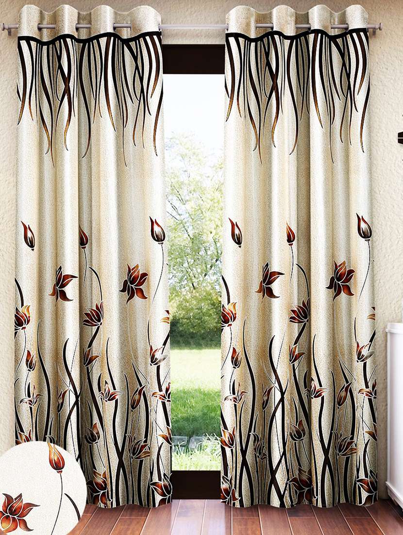pack of 2 printed 7 feet door curtains