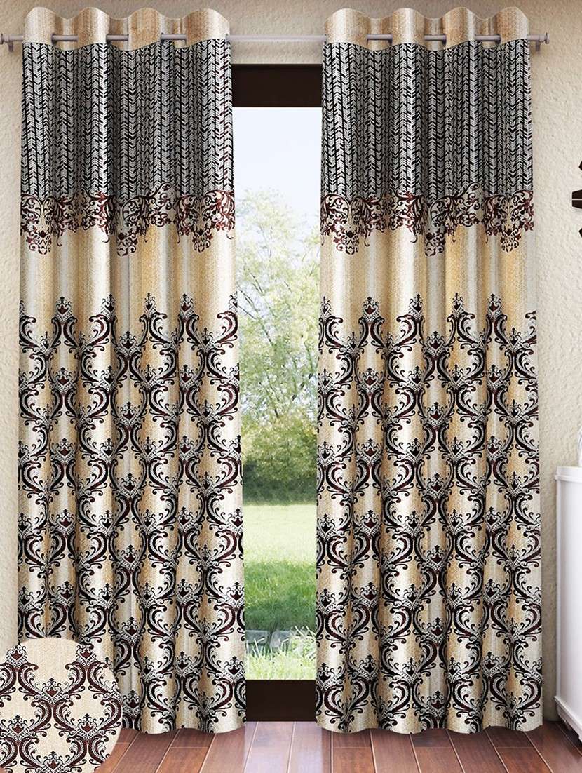 pack of 2 printed 7 feet door curtains