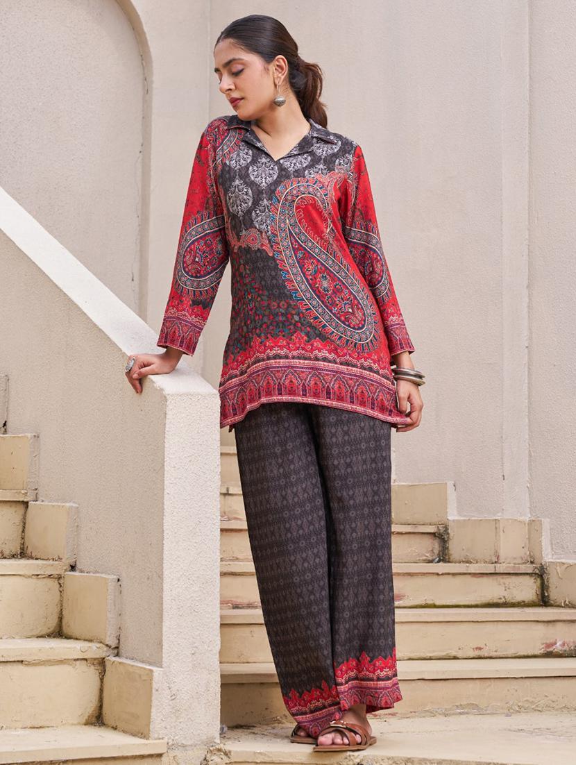 women long sleeve regular fit ethnic co-ord set - 22055046 - Zoom Image - 0