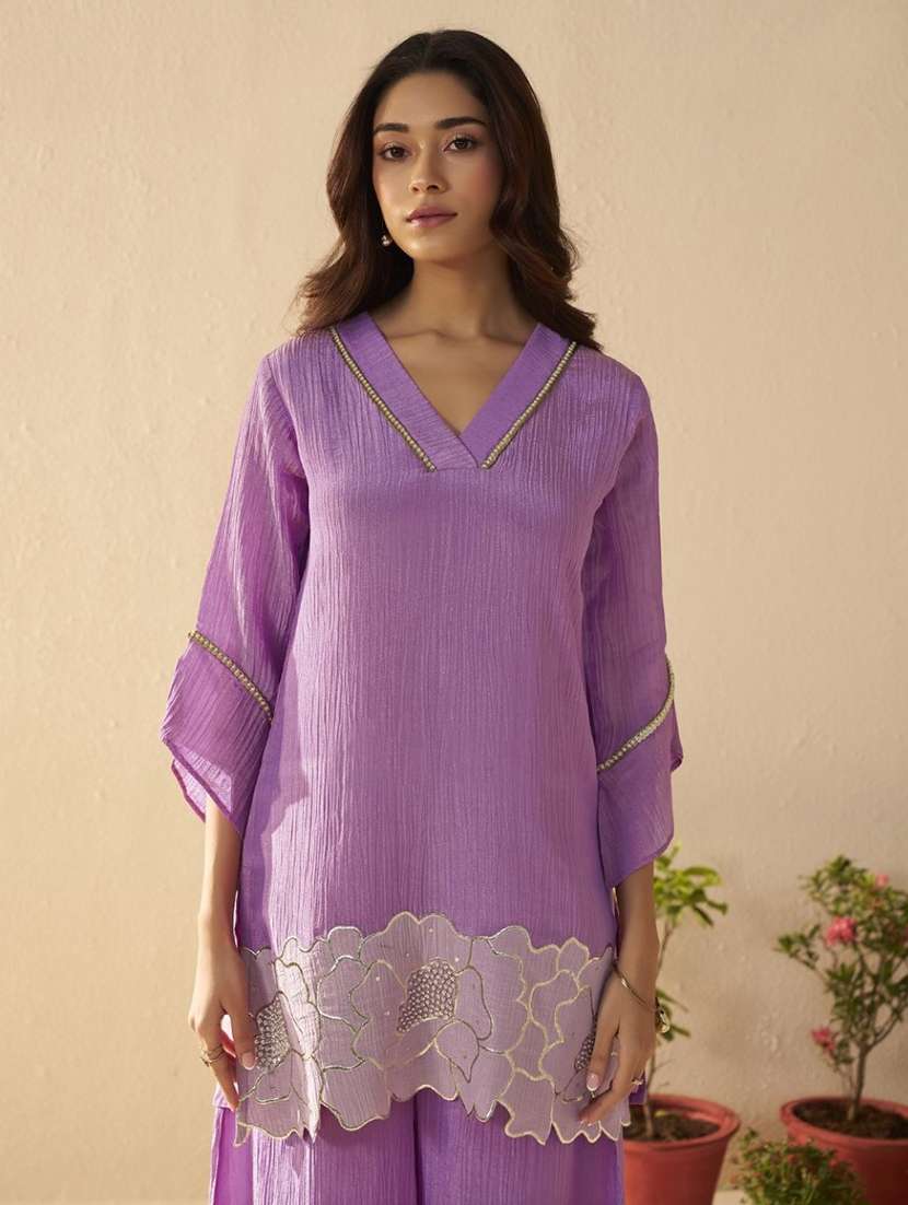 women three quarter sleeve regular fit ethnic co-ord set - 22055052 - Standard Image - 3