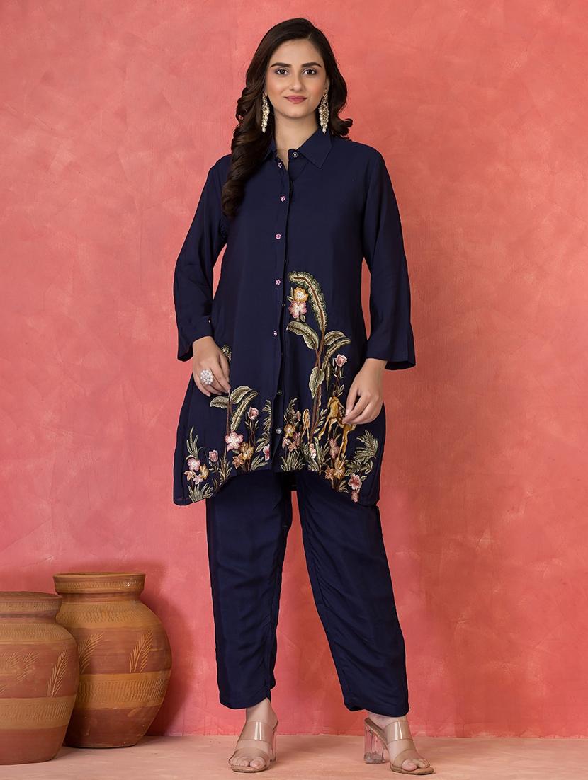 women long sleeve regular fit ethnic co-ord set