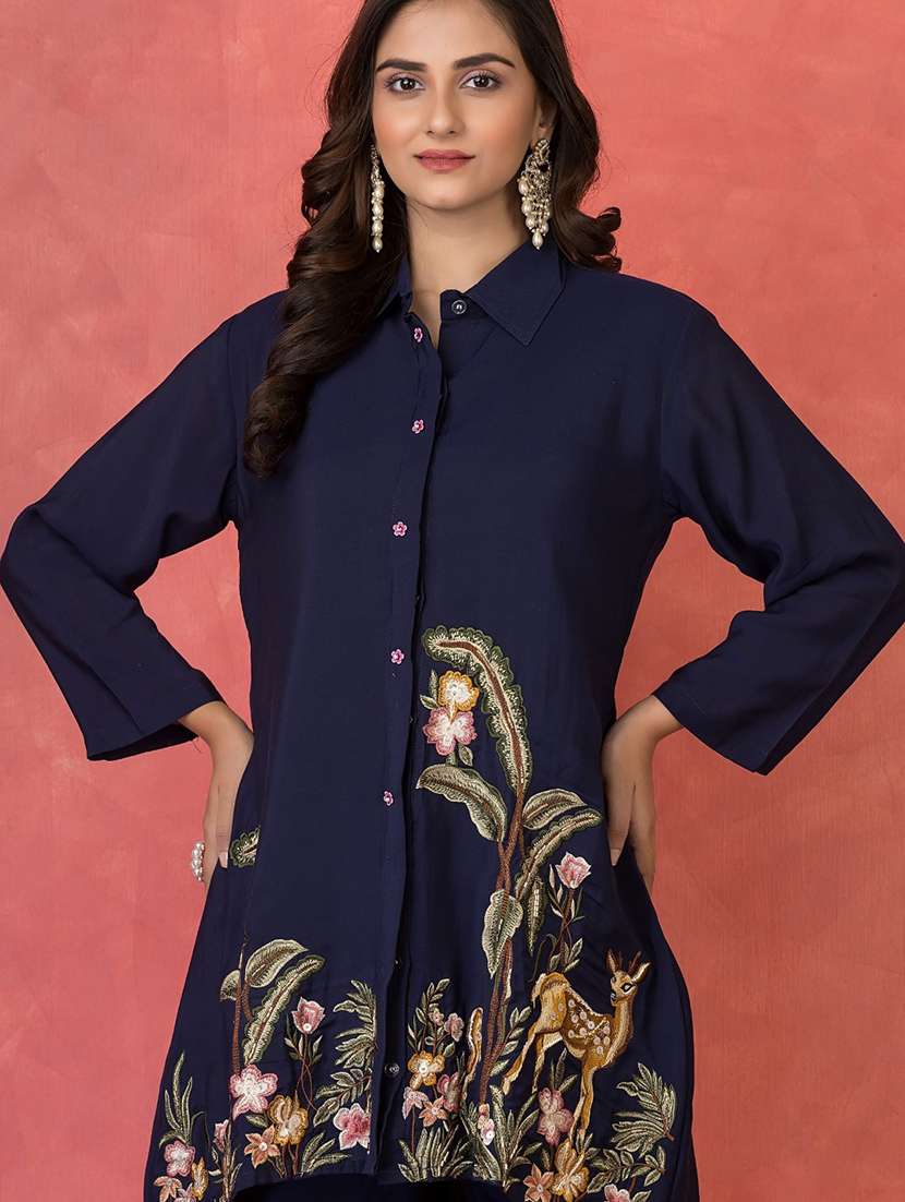women long sleeve regular fit ethnic co-ord set - 22055055 - Standard Image - 3