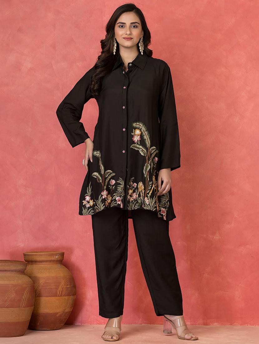 women long sleeve regular fit ethnic co-ord set