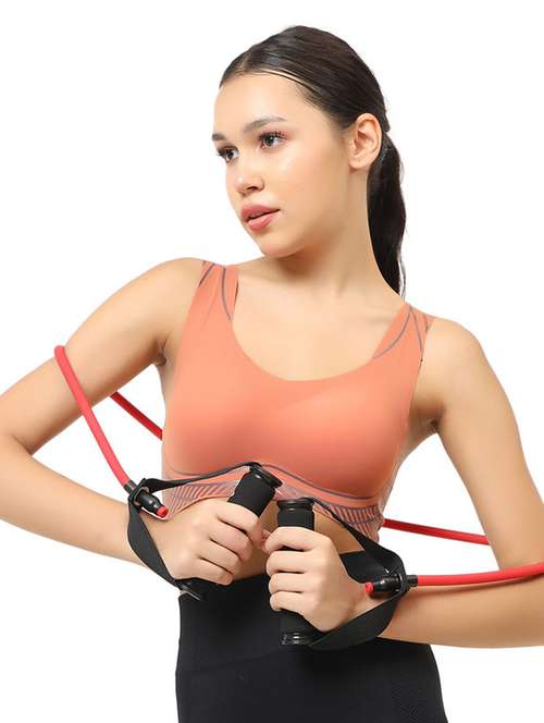 women orange solid lightly padded sports bra - 22055061 -  Standard Image - 0