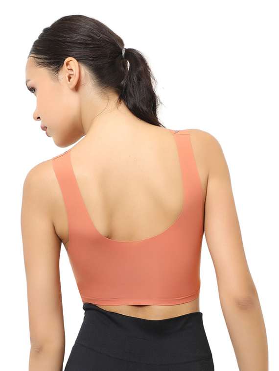 women orange solid lightly padded sports bra - 22055061 - Standard Image - 3