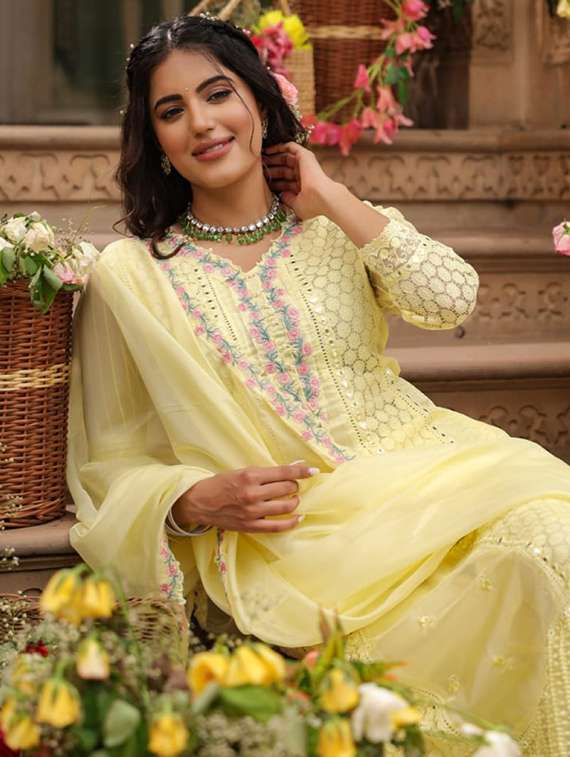 women embroidered long sleeve kurta pant with dupatta set - 22055087 - Standard Image - 3