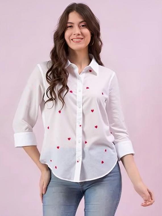 women printed collared long sleeve shirt - 22055102 - Zoom Image - 0