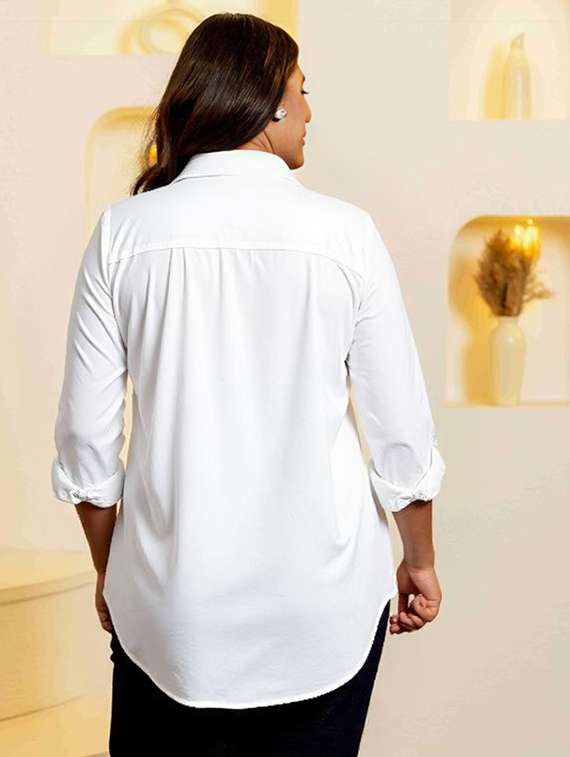 women plus size printed collared long sleeve shirt - 22055113 - Standard Image - 3