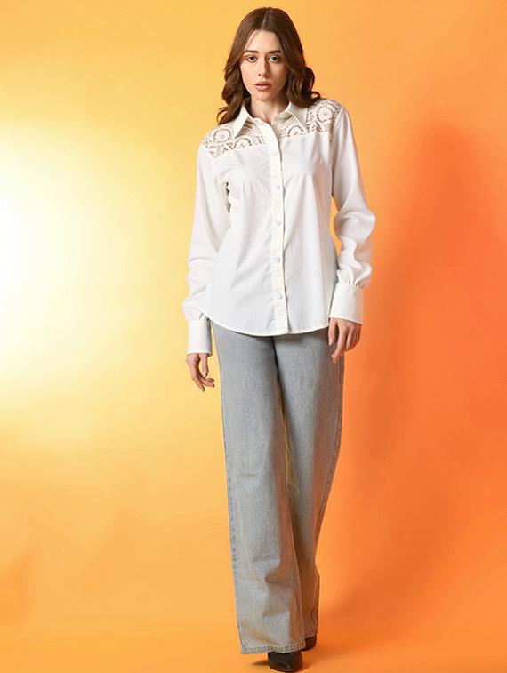 women solid collared long sleeve shirt - 22055122 - Standard Image - 3