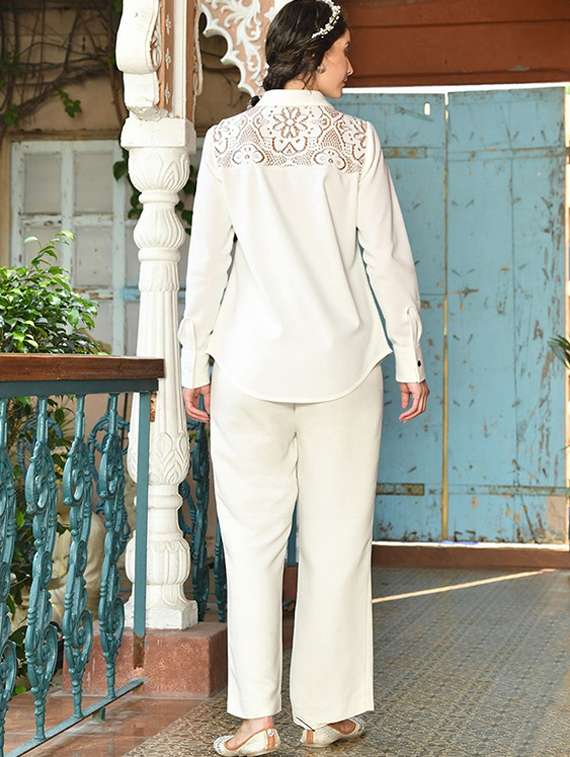 women solid collared long sleeve shirt - 22055127 - Standard Image - 3