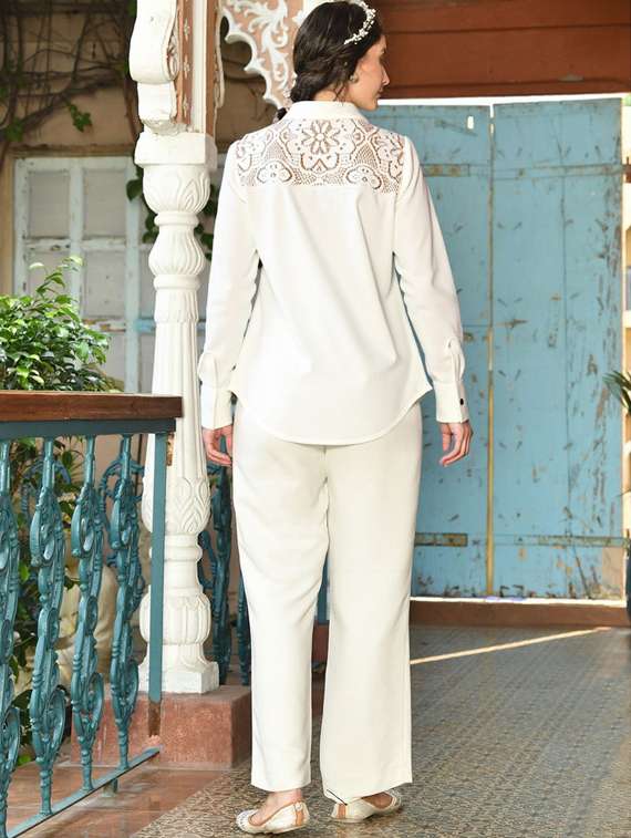 women solid collared long sleeve shirt - 22055127 - Standard Image - 3