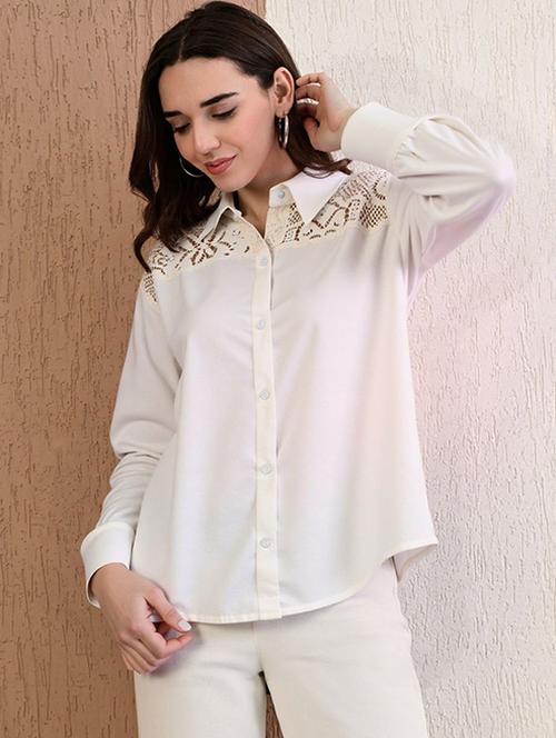 women solid collared long sleeve shirt - 22055131 - Standard Image - 0