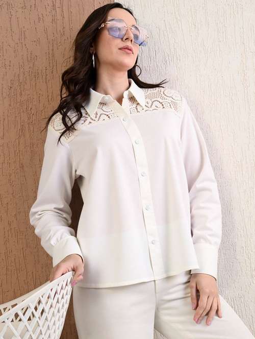 women solid collared long sleeve shirt - 22055131 - Standard Image - 0