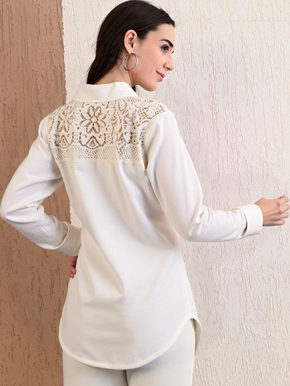 women solid collared long sleeve shirt - 22055131 - Standard Image - 3