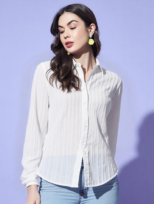 women solid collared long sleeve shirt - 22055133 -  Standard Image - 0