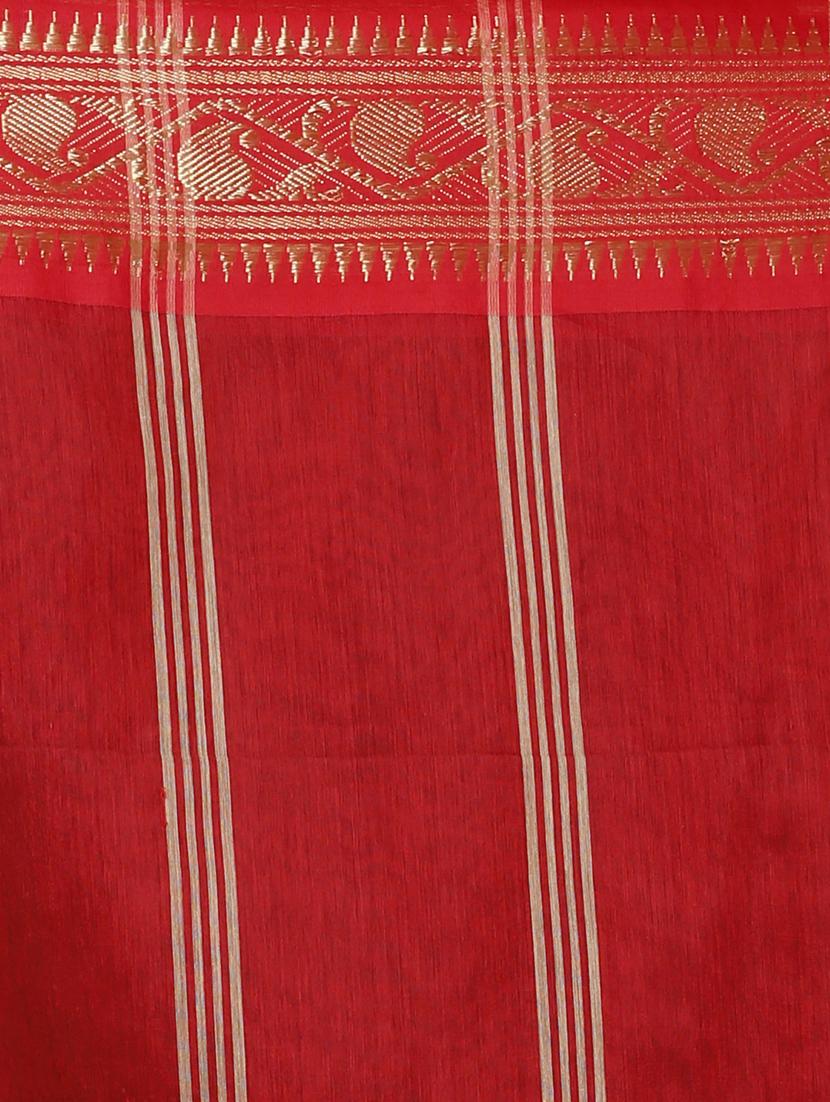 women solid with bordered handloom saree - 22055183 - Standard Image - 5