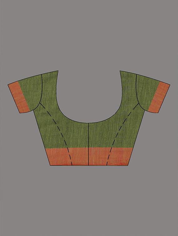women solid with bordered handloom saree - 22055211 - Standard Image - 5
