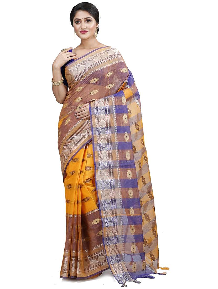 multi colored cotton blend tant saree - 22055442 - Standard Image - 3