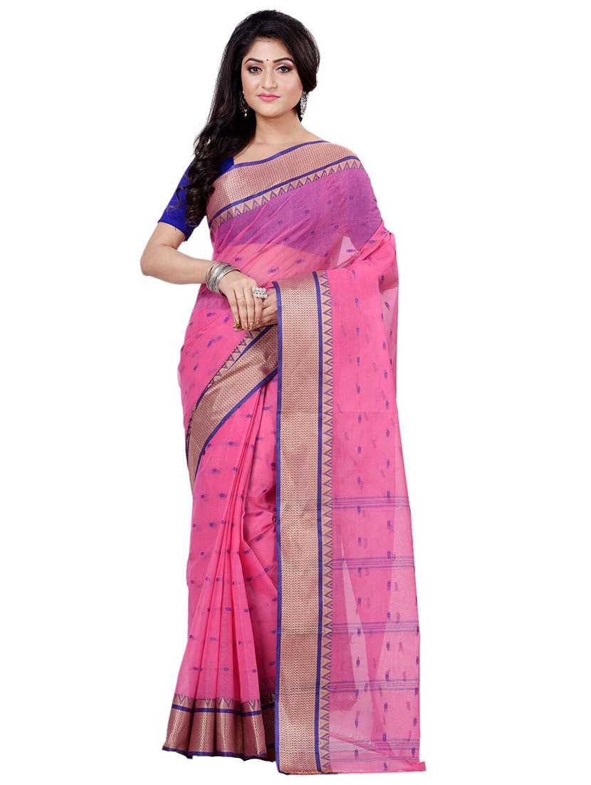 pink cotton tant saree - 22055548 -  Zoom Image - 0
