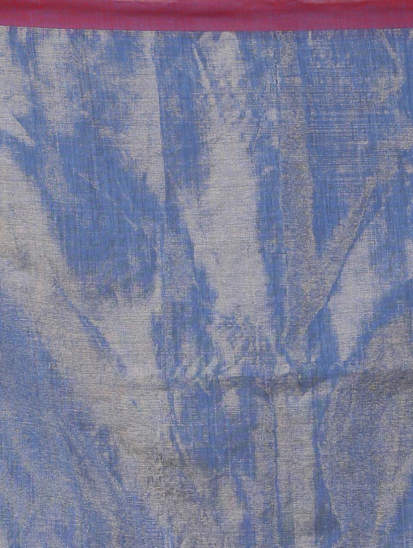 light blue linen handloom saree - 22055702 - Standard Image - 5