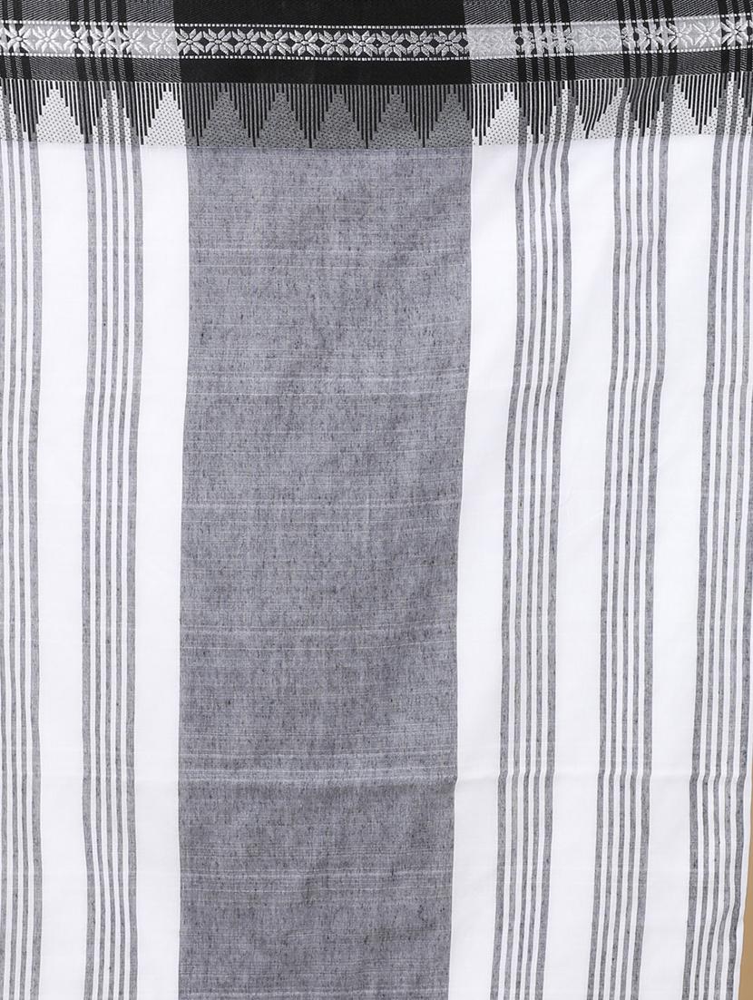 white cotton handloom saree - 22055705 - Standard Image - 5