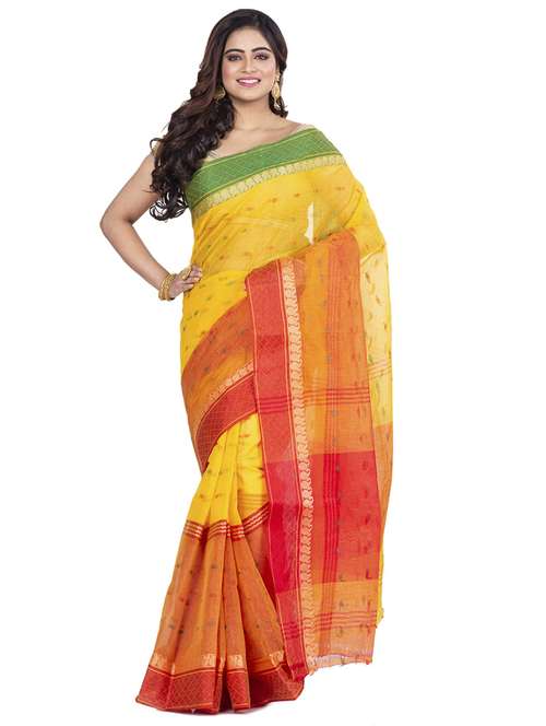 yellow cotton tant saree - 22055730 - Standard Image - 0