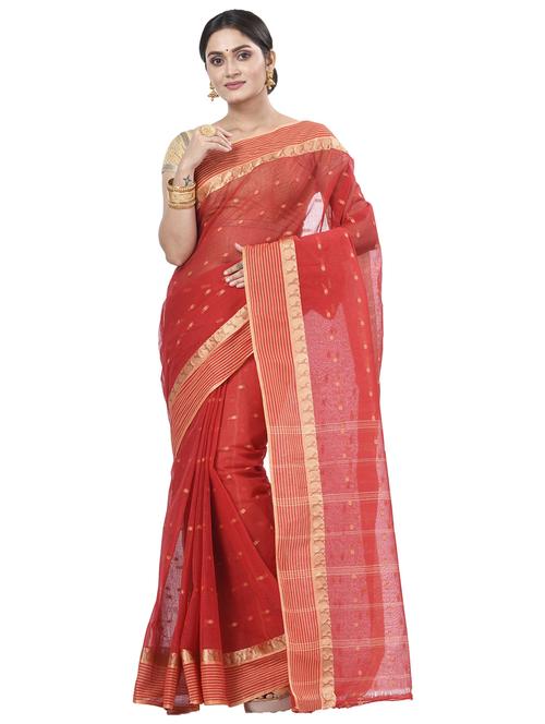 red cotton tant saree - 22055758 - Standard Image - 0