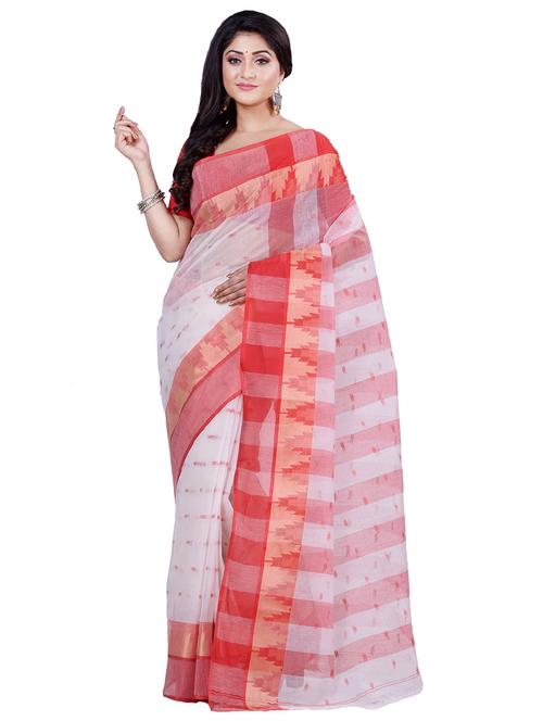 red cotton tant saree - 22056022 - Standard Image - 0