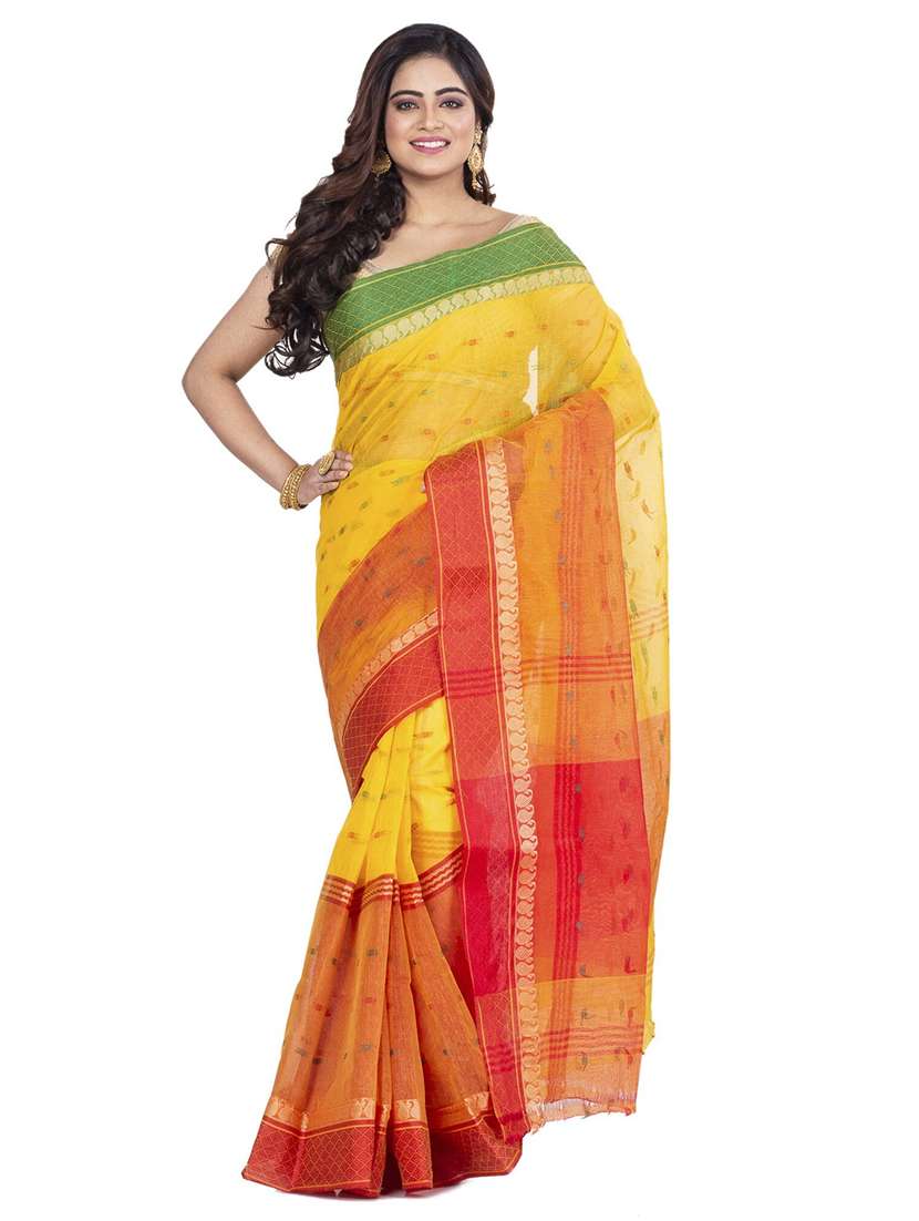 yellow cotton tant saree - 22056074 - Zoom Image - 0