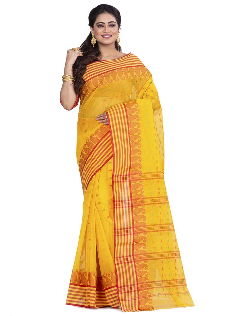 yellow cotton tant saree - 22056113 -  Zoom Image - 0