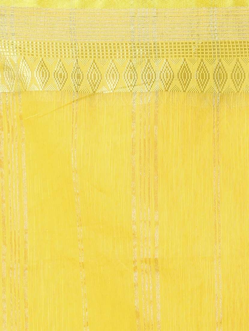 yellow cotton handloom saree - 22056177 - Standard Image - 5
