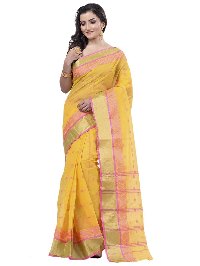 yellow cotton tant saree - 22056253 -  Zoom Image - 0