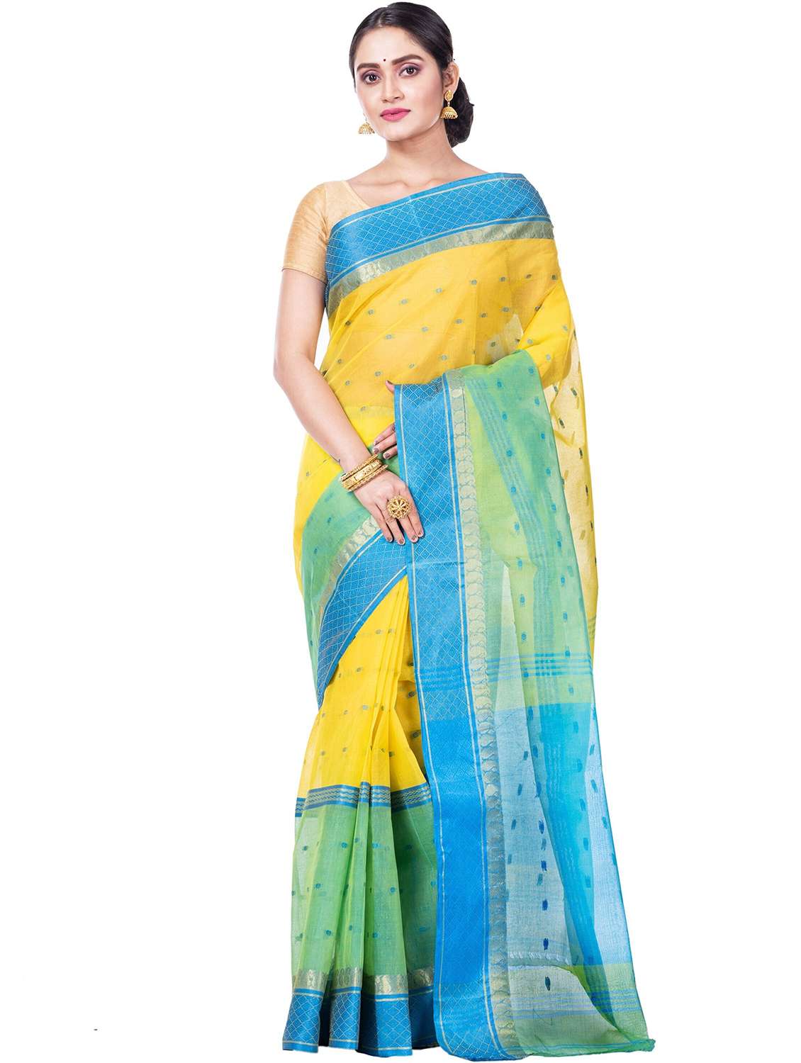 yellow cotton tant saree - 22056302 - Zoom Image - 0