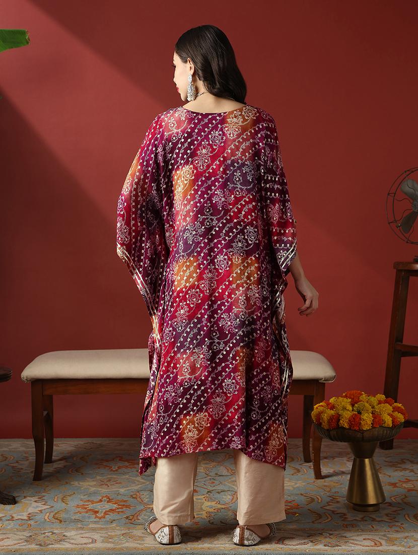 purple rayon kaftan kurta - 22056928 - Standard Image - 3