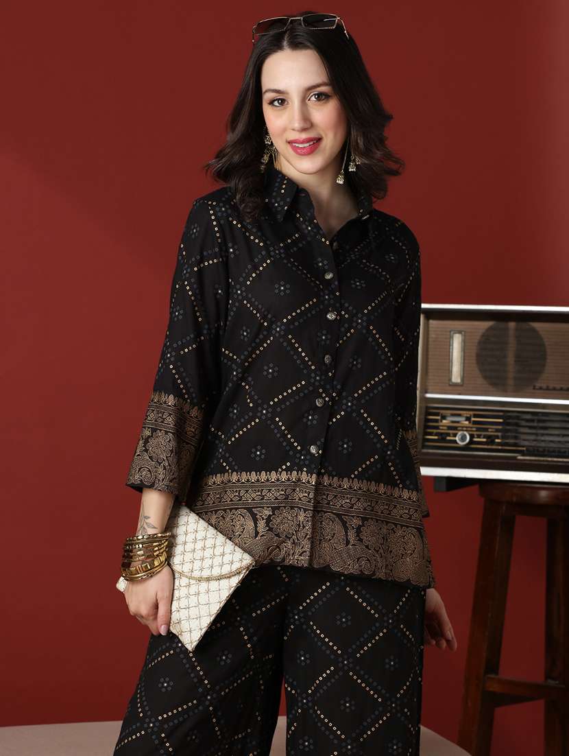 black rayon coord set - 22056945 - Standard Image - 3
